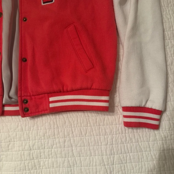 Victoria Secret PINK Pink And White Letterman Jacket Size Medium - Picture 8 of 16